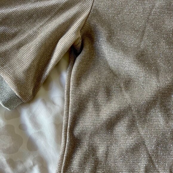 Aqua Champagne Silver Sparkle Tee – Metallic Collar & Cuff Detail XS - Picture 8 of 9